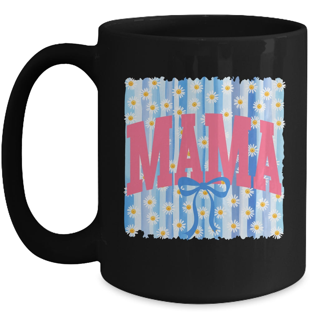 Striped Spring Mama Daisy Blue Coquette Floral Mother's Day Mug | siriusteestore
