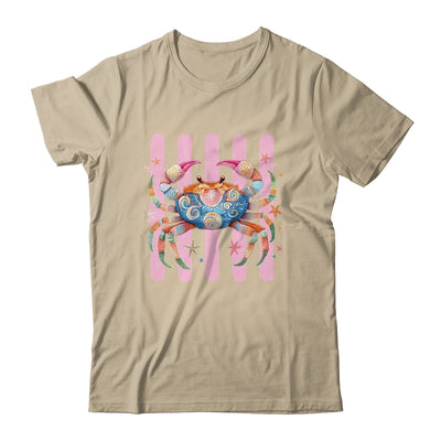 Striped Summer Crab Girly Women Pink Preppy Beach Vacation Shirt & Tank Top | siriusteestore