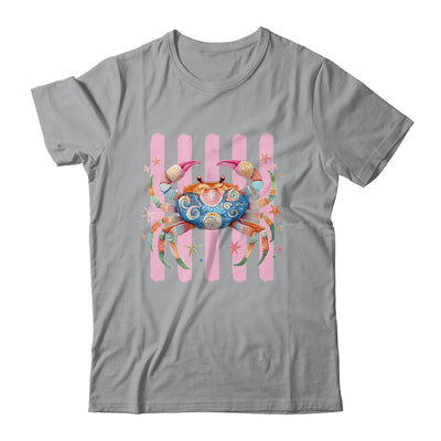 Striped Summer Crab Girly Women Pink Preppy Beach Vacation Shirt & Tank Top | siriusteestore