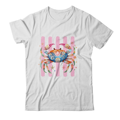 Striped Summer Crab Girly Women Pink Preppy Beach Vacation Shirt & Tank Top | siriusteestore