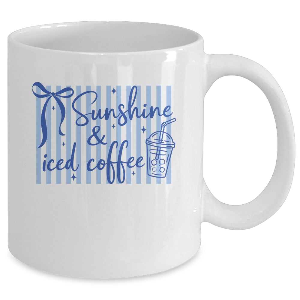 Striped Sunshine And Iced Coffee Coquette Summer Vacation Mug | siriusteestore