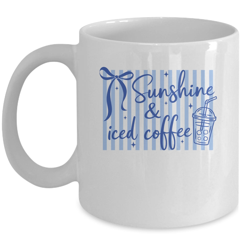 Striped Sunshine And Iced Coffee Coquette Summer Vacation Mug | siriusteestore