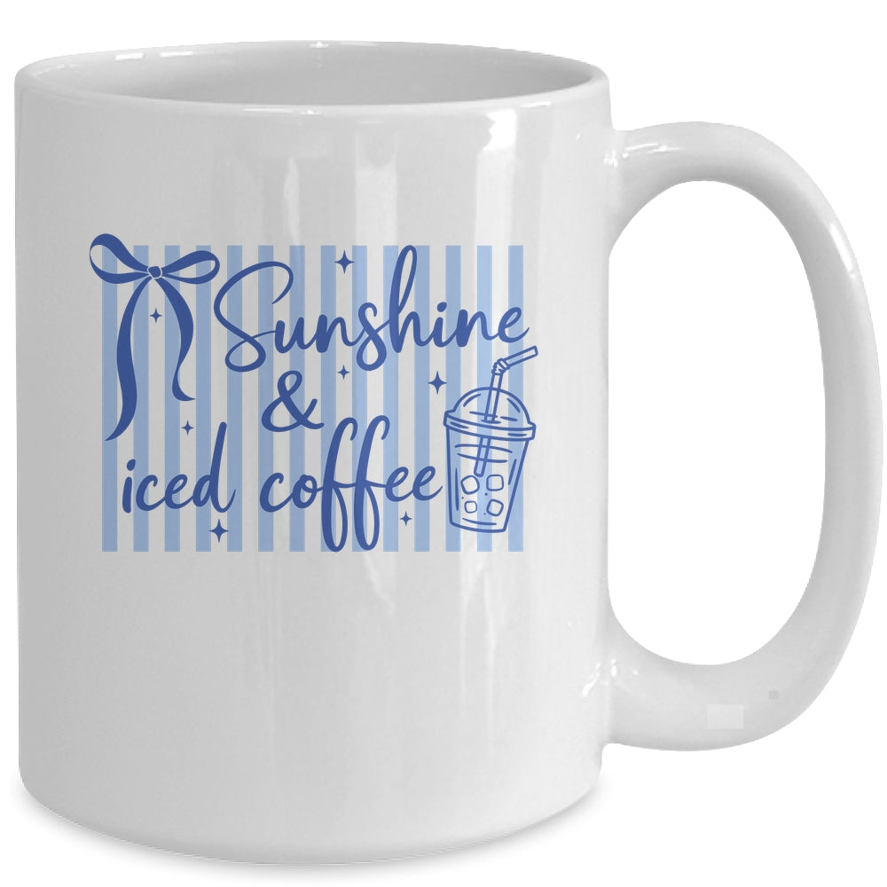 Striped Sunshine And Iced Coffee Coquette Summer Vacation Mug | siriusteestore