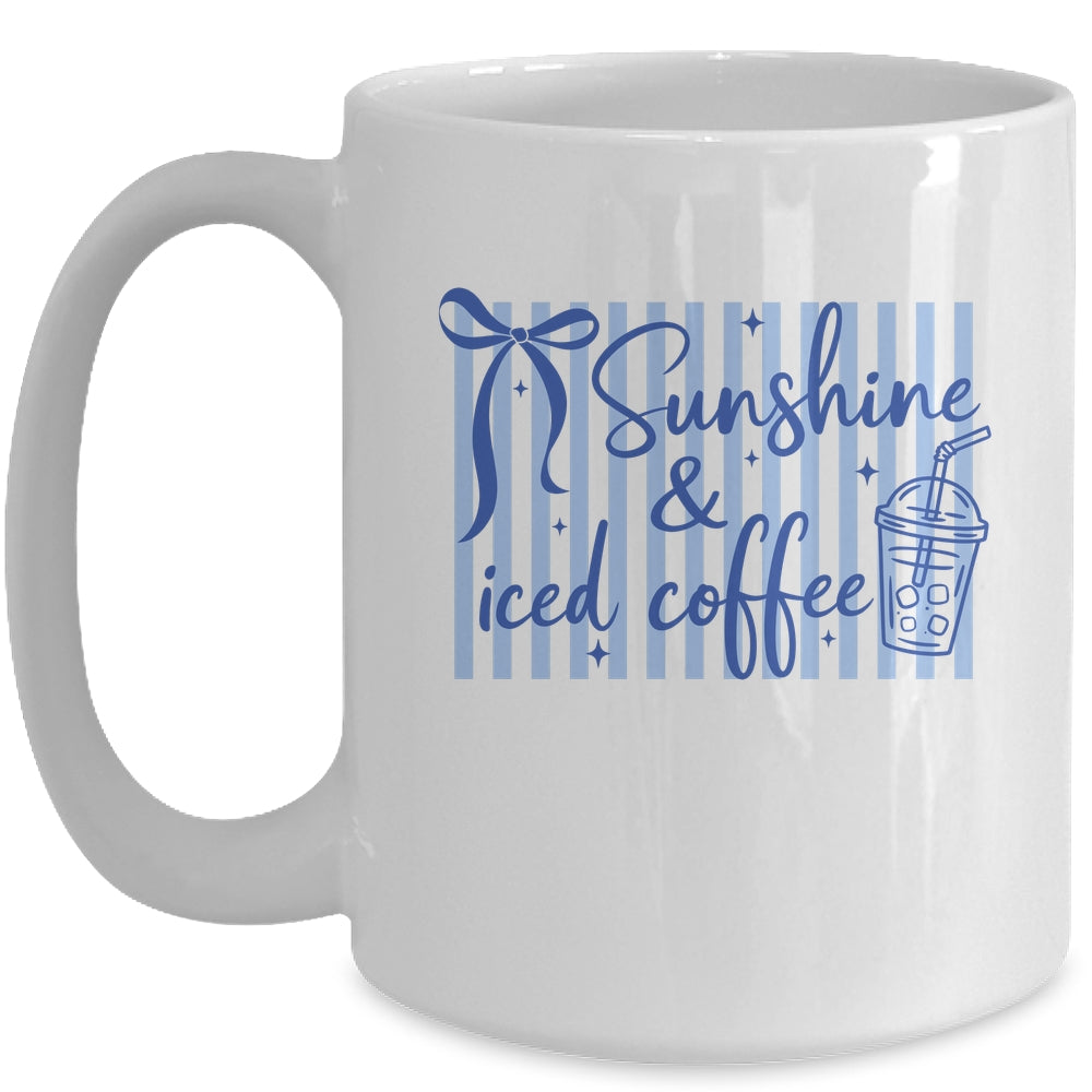 Striped Sunshine And Iced Coffee Coquette Summer Vacation Mug | siriusteestore