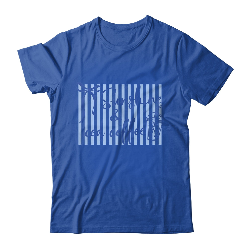 Striped Sunshine And Iced Coffee Coquette Summer Vacation Shirt & Tank Top | siriusteestore