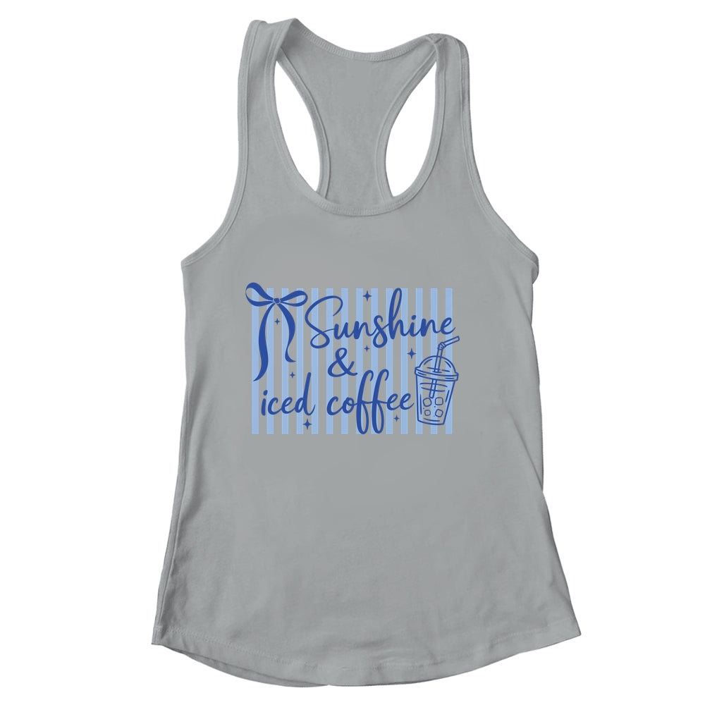 Striped Sunshine And Iced Coffee Coquette Summer Vacation Shirt & Tank Top | siriusteestore