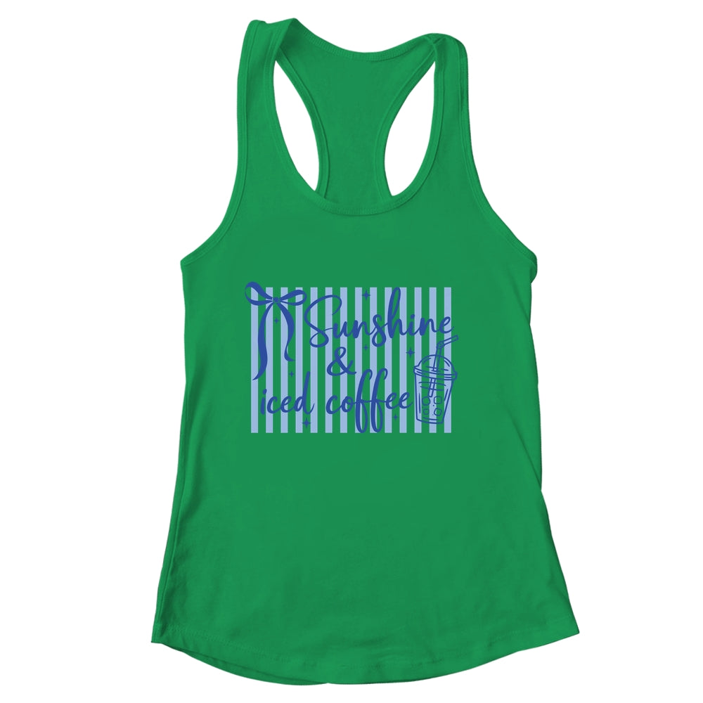 Striped Sunshine And Iced Coffee Coquette Summer Vacation Shirt & Tank Top | siriusteestore