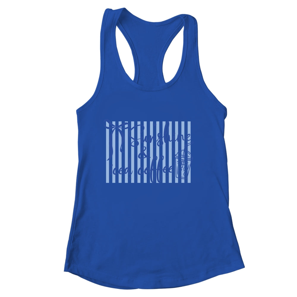 Striped Sunshine And Iced Coffee Coquette Summer Vacation Shirt & Tank Top | siriusteestore