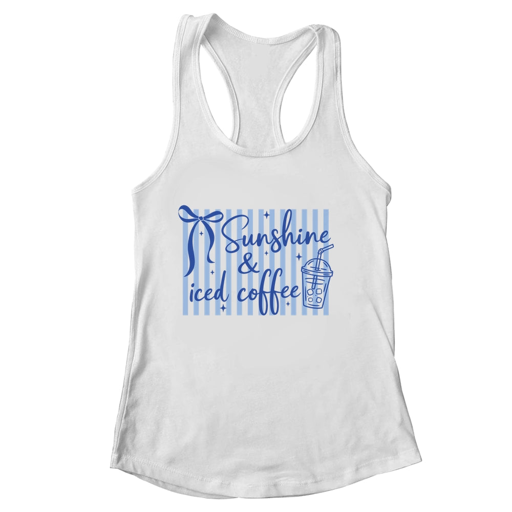 Striped Sunshine And Iced Coffee Coquette Summer Vacation Shirt & Tank Top | siriusteestore