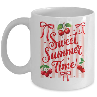 Striped Sweet Summer Time Cherry Coquette Retro Vacation Mug | siriusteestore