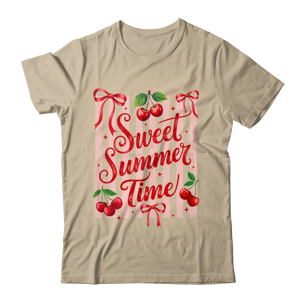 Striped Sweet Summer Time Cherry Coquette Retro Vacation Shirt & Tank Top | siriusteestore
