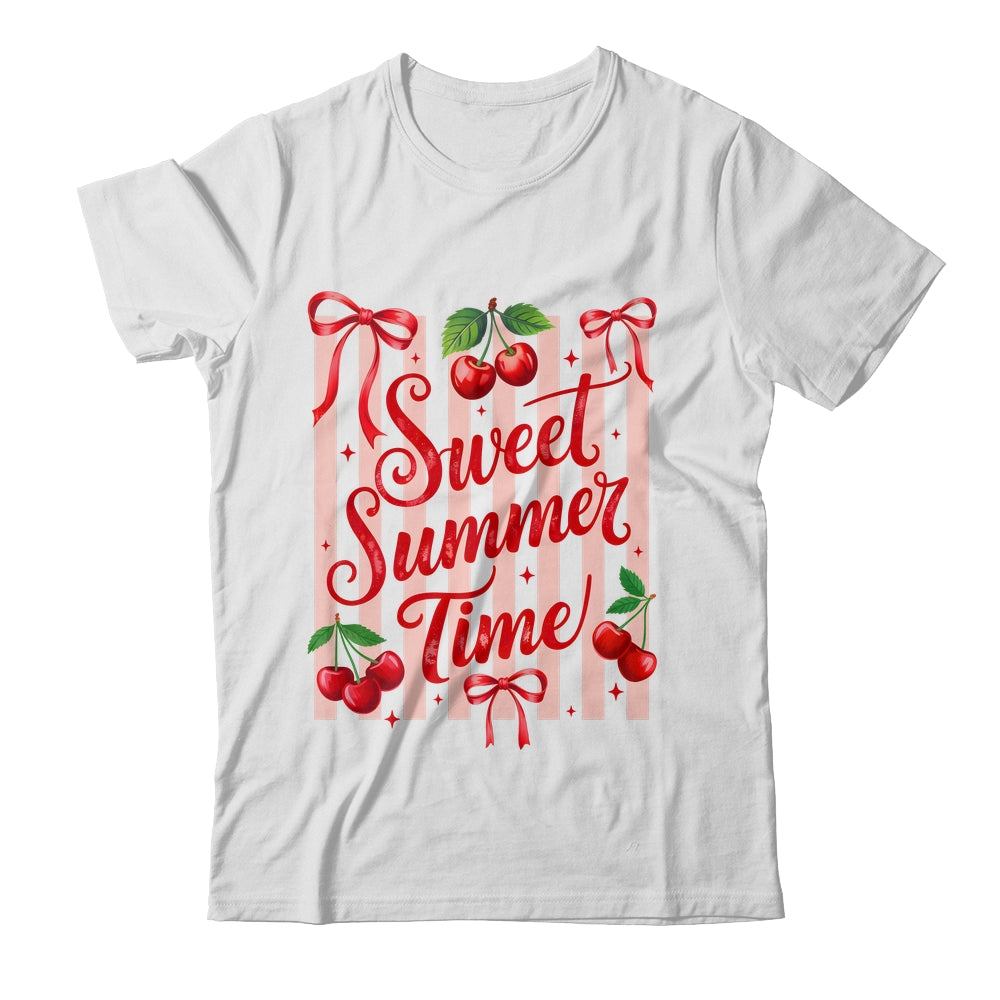 Striped Sweet Summer Time Cherry Coquette Retro Vacation Shirt & Tank Top | siriusteestore