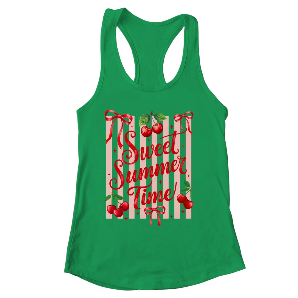 Striped Sweet Summer Time Cherry Coquette Retro Vacation Shirt & Tank Top | siriusteestore