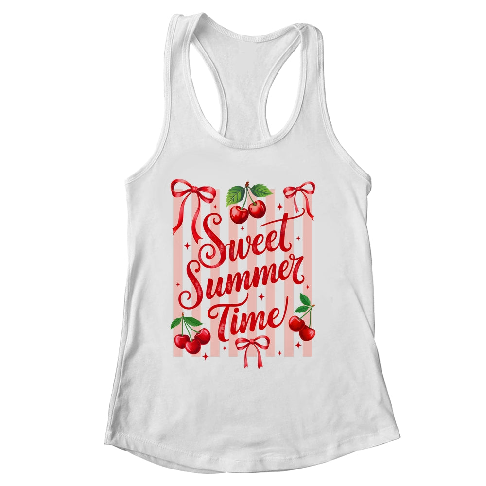 Striped Sweet Summer Time Cherry Coquette Retro Vacation Shirt & Tank Top | siriusteestore