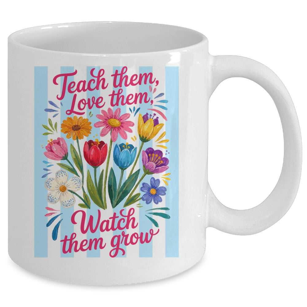 Striped Wildflowers Teacher Life Floral Teach Them Love Them Mug | siriusteestore