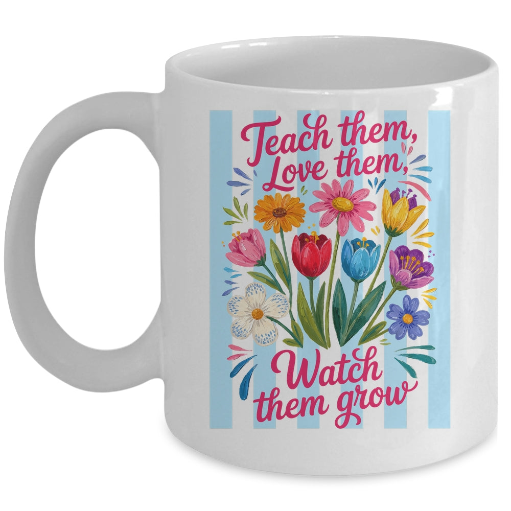 Striped Wildflowers Teacher Life Floral Teach Them Love Them Mug | siriusteestore