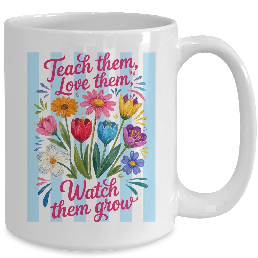 Striped Wildflowers Teacher Life Floral Teach Them Love Them Mug | siriusteestore