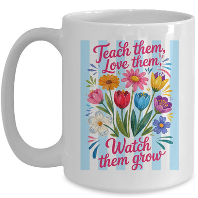 Striped Wildflowers Teacher Life Floral Teach Them Love Them Mug | siriusteestore
