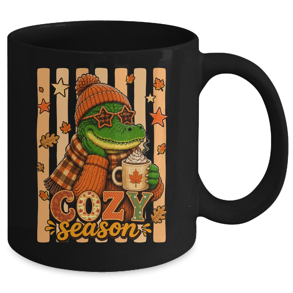 Stripes Cozy Season Alligator Fall Pumpkin Coquette Autumn Mug | siriusteestore