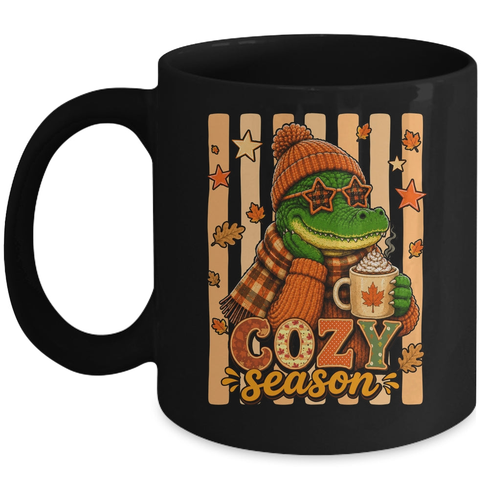 Stripes Cozy Season Alligator Fall Pumpkin Coquette Autumn Mug | siriusteestore