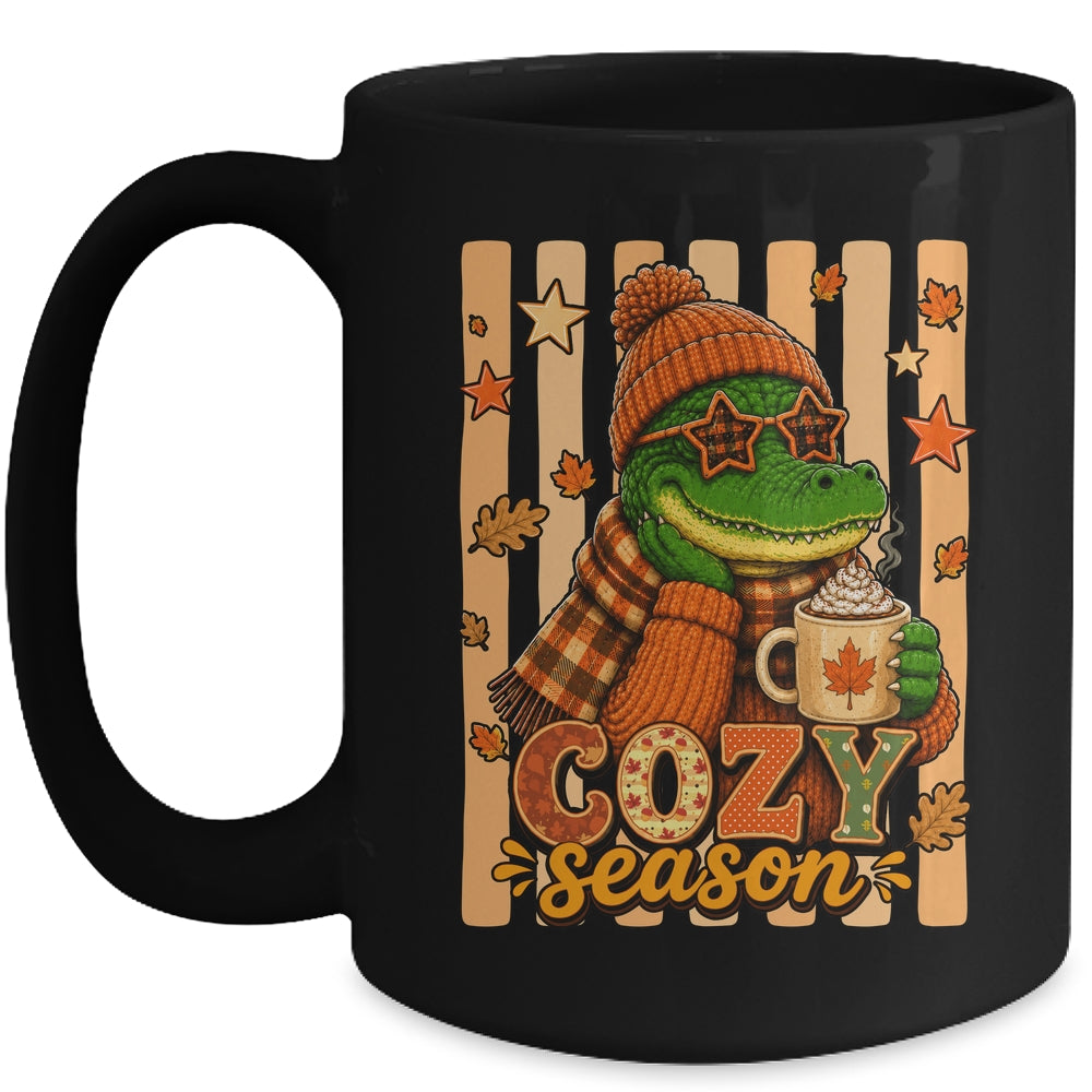 Stripes Cozy Season Alligator Fall Pumpkin Coquette Autumn Mug | siriusteestore
