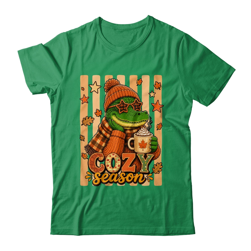 Stripes Cozy Season Alligator Fall Pumpkin Coquette Autumn Shirt & Sweatshirt | siriusteestore