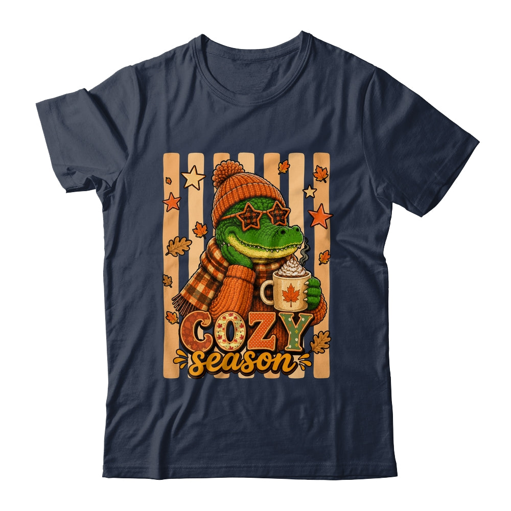 Stripes Cozy Season Alligator Fall Pumpkin Coquette Autumn Shirt & Sweatshirt | siriusteestore