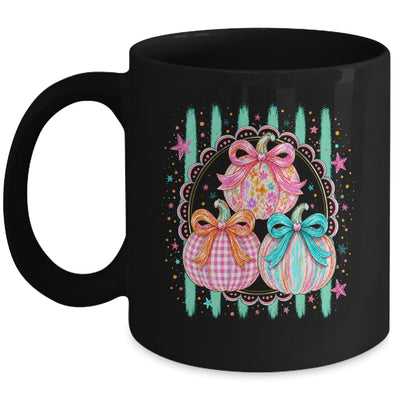 Stripes Fall Bow Pumpkin Floral Fall Coquette Autumn Women Mug | siriusteestore
