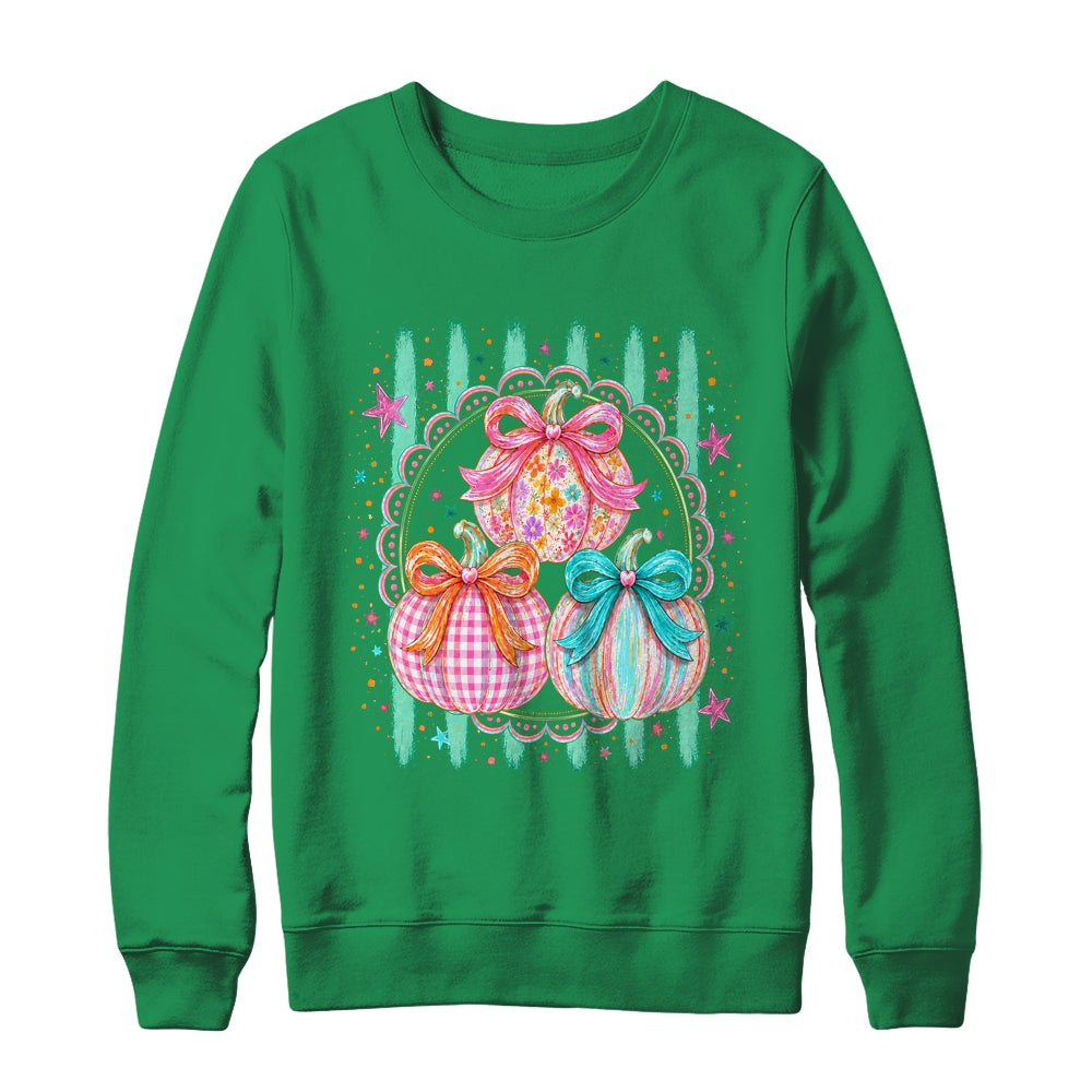 Stripes Fall Bow Pumpkin Floral Fall Coquette Autumn Women Shirt & Sweatshirt | siriusteestore