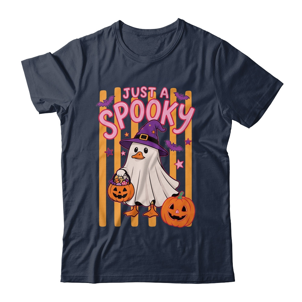 Stripes Just A Spooky Goose Preppy Ghost Halloween Goose Shirt & Sweatshirt | siriusteestore