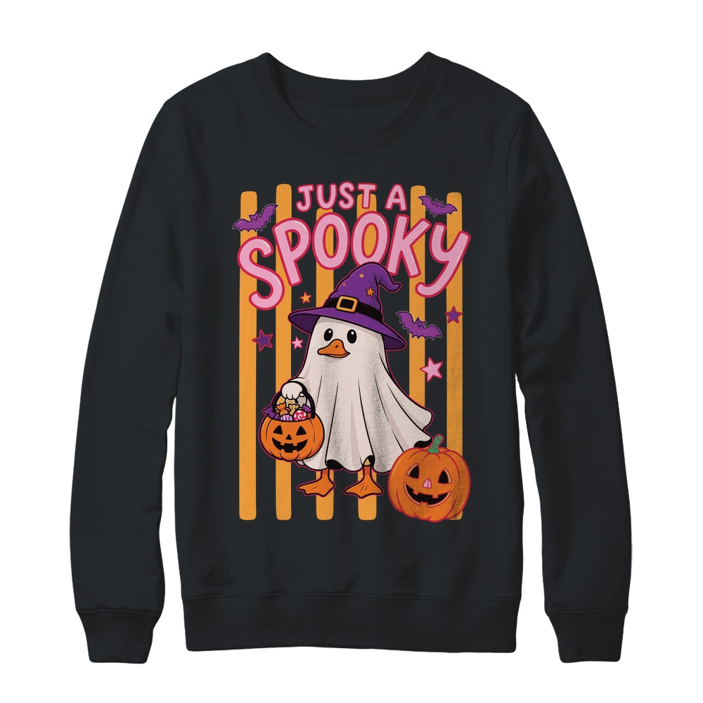 Stripes Just A Spooky Goose Preppy Ghost Halloween Goose Shirt & Sweatshirt | siriusteestore
