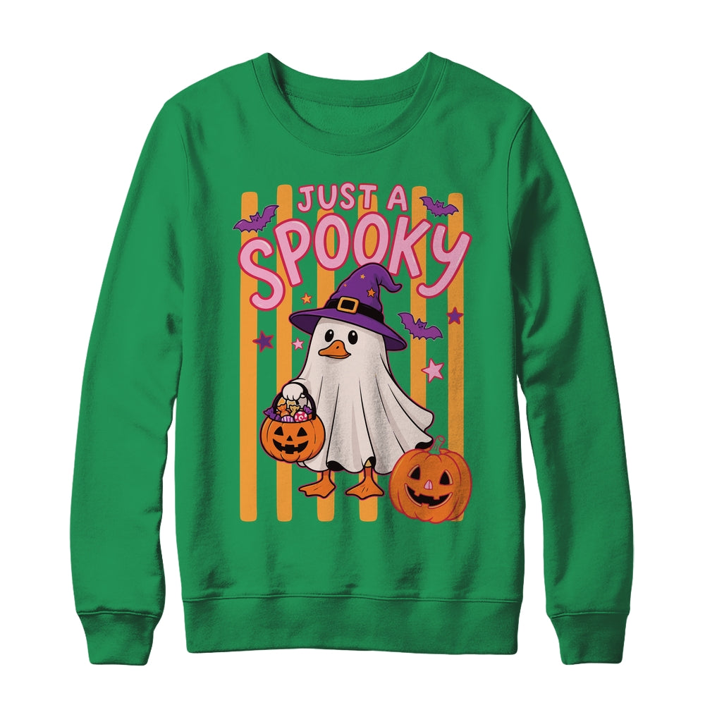 Stripes Just A Spooky Goose Preppy Ghost Halloween Goose Shirt & Sweatshirt | siriusteestore