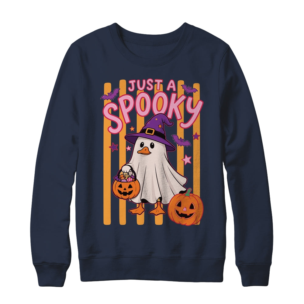 Stripes Just A Spooky Goose Preppy Ghost Halloween Goose Shirt & Sweatshirt | siriusteestore