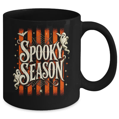 Stripes Spooky Season Halloween Ghost Bat Men Women Mug | siriusteestore