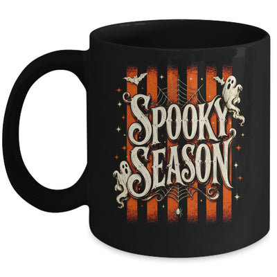 Stripes Spooky Season Halloween Ghost Bat Men Women Mug | siriusteestore