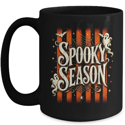 Stripes Spooky Season Halloween Ghost Bat Men Women Mug | siriusteestore