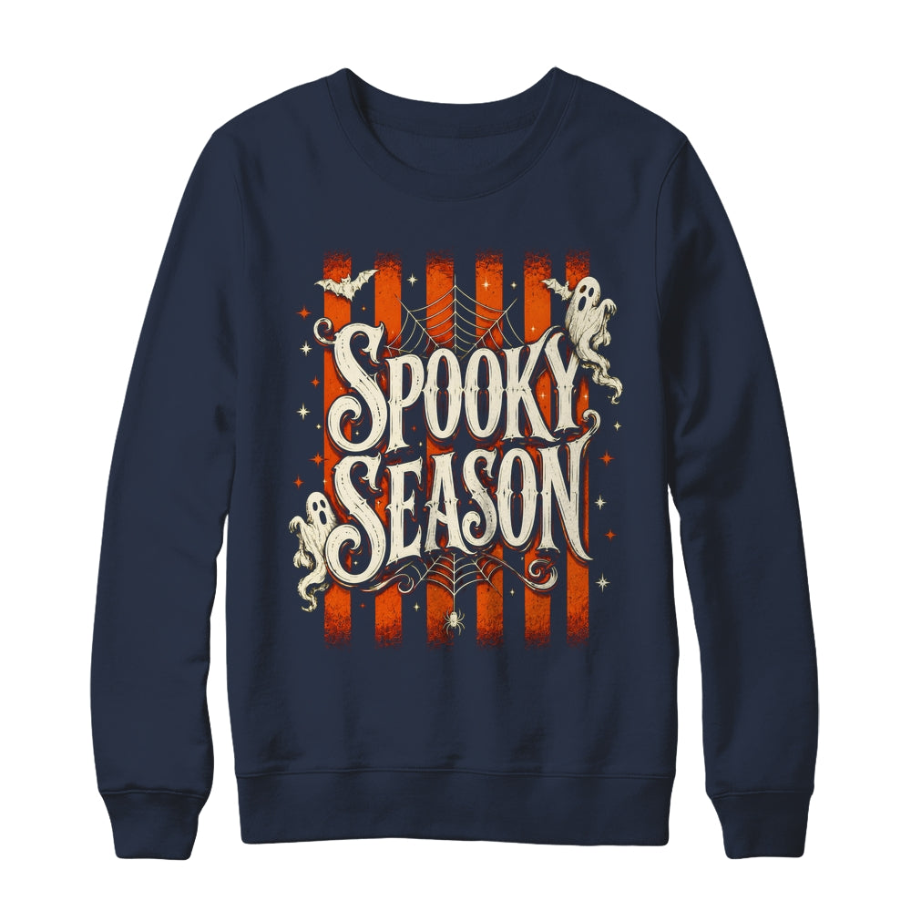 Stripes Spooky Season Halloween Ghost Bat Men Women Shirt & Sweatshirt | siriusteestore