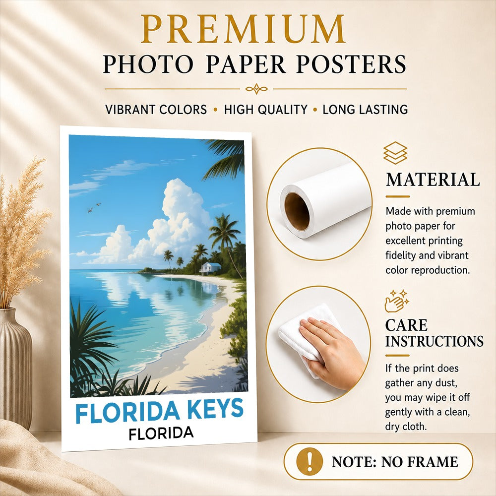 Stunning Florida Keys Coastal Beach Poster Tropical Home Decor And Travel Souvenir Landscape Wall Art Painting Print Ideal For Living Room Office Bedroom Decor Unframed | siriusteestore