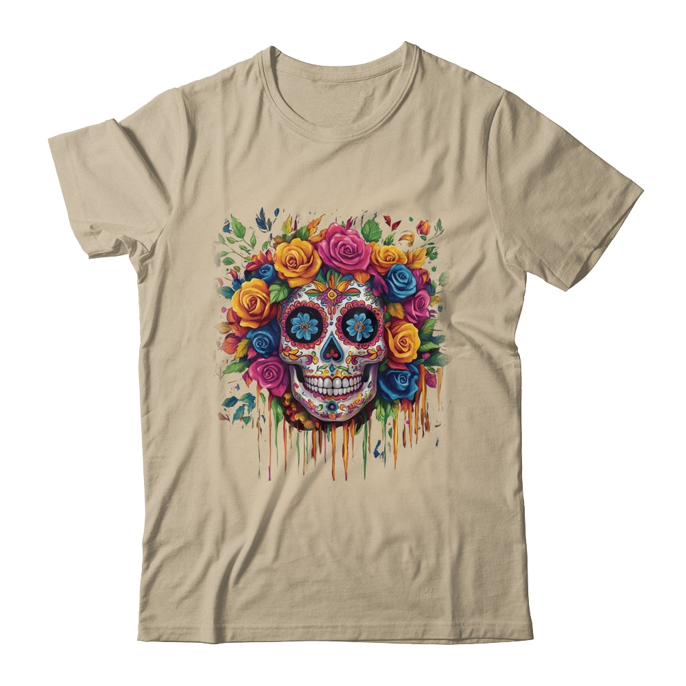 Sugar Skull Black White Image Day Dead Dios De Los Muertos Shirt & Tank Top | siriusteestore