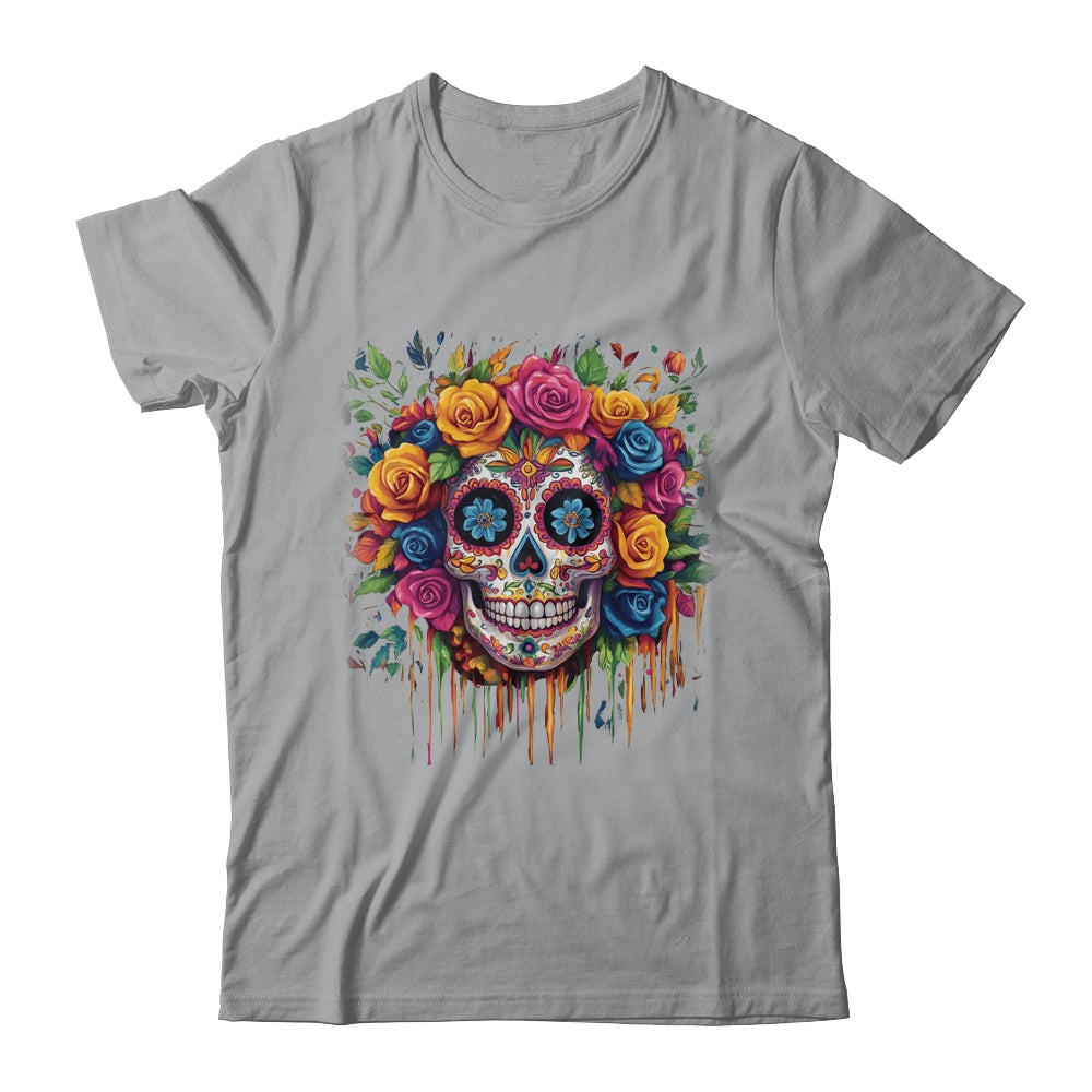 Sugar Skull Black White Image Day Dead Dios De Los Muertos Shirt & Tank Top | siriusteestore