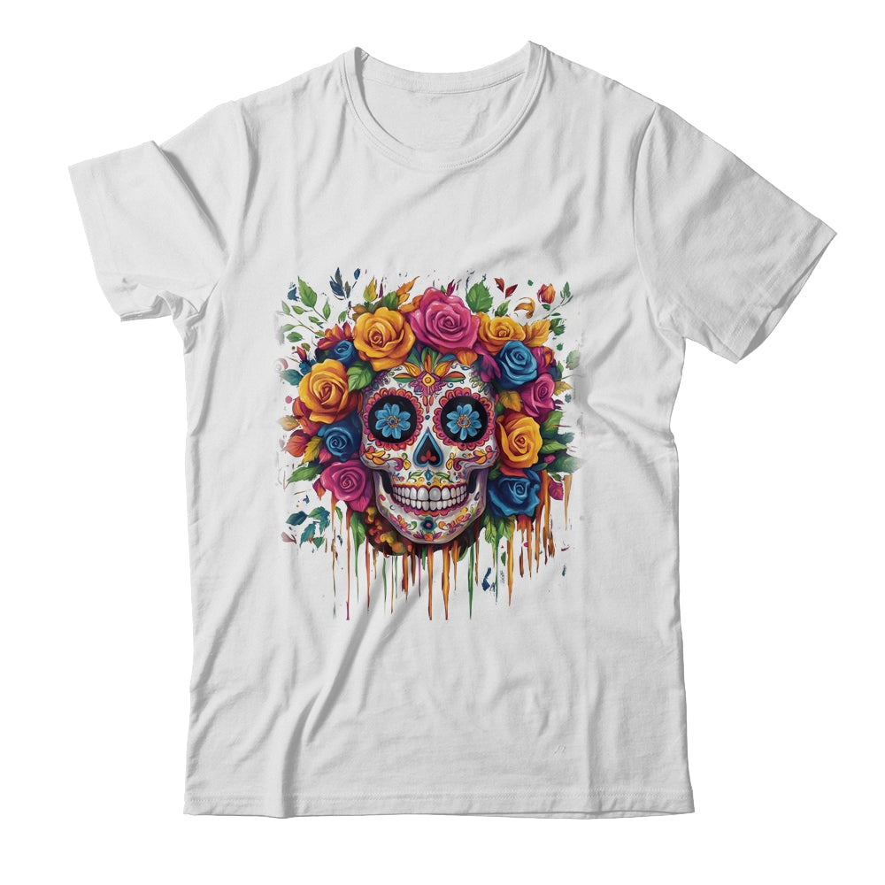 Sugar Skull Black White Image Day Dead Dios De Los Muertos Shirt & Tank Top | siriusteestore