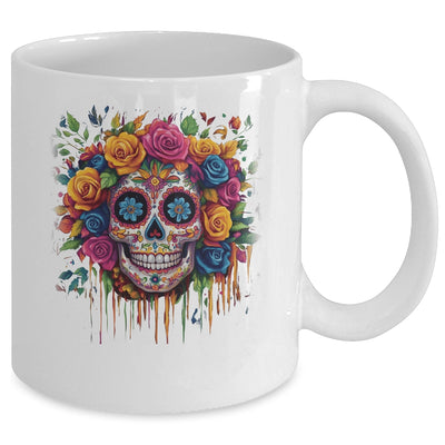 Sugar Skull Black White Image Day Dead Dios De Los Muertos Mug | siriusteestore