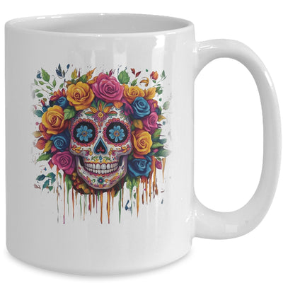 Sugar Skull Black White Image Day Dead Dios De Los Muertos Mug | siriusteestore