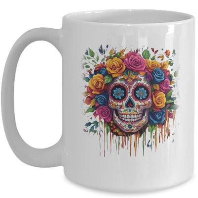 Sugar Skull Black White Image Day Dead Dios De Los Muertos Mug | siriusteestore