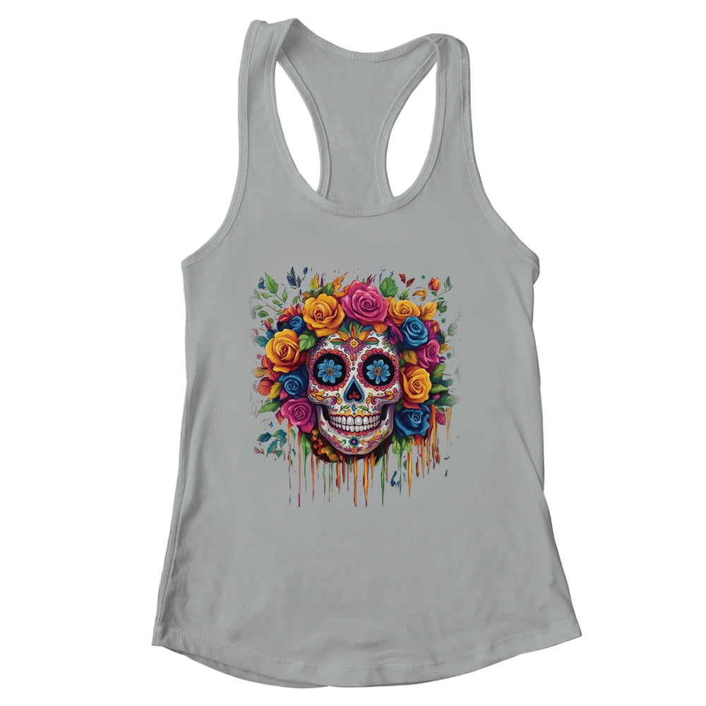 Sugar Skull Black White Image Day Dead Dios De Los Muertos Shirt & Tank Top | siriusteestore