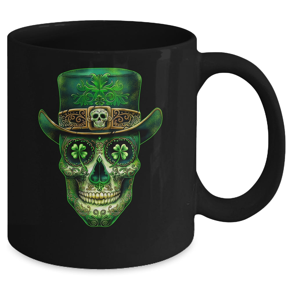 Sugar Skull Saint Patricks Day Of Dead Leprechaun Men Women Mug | siriusteestore