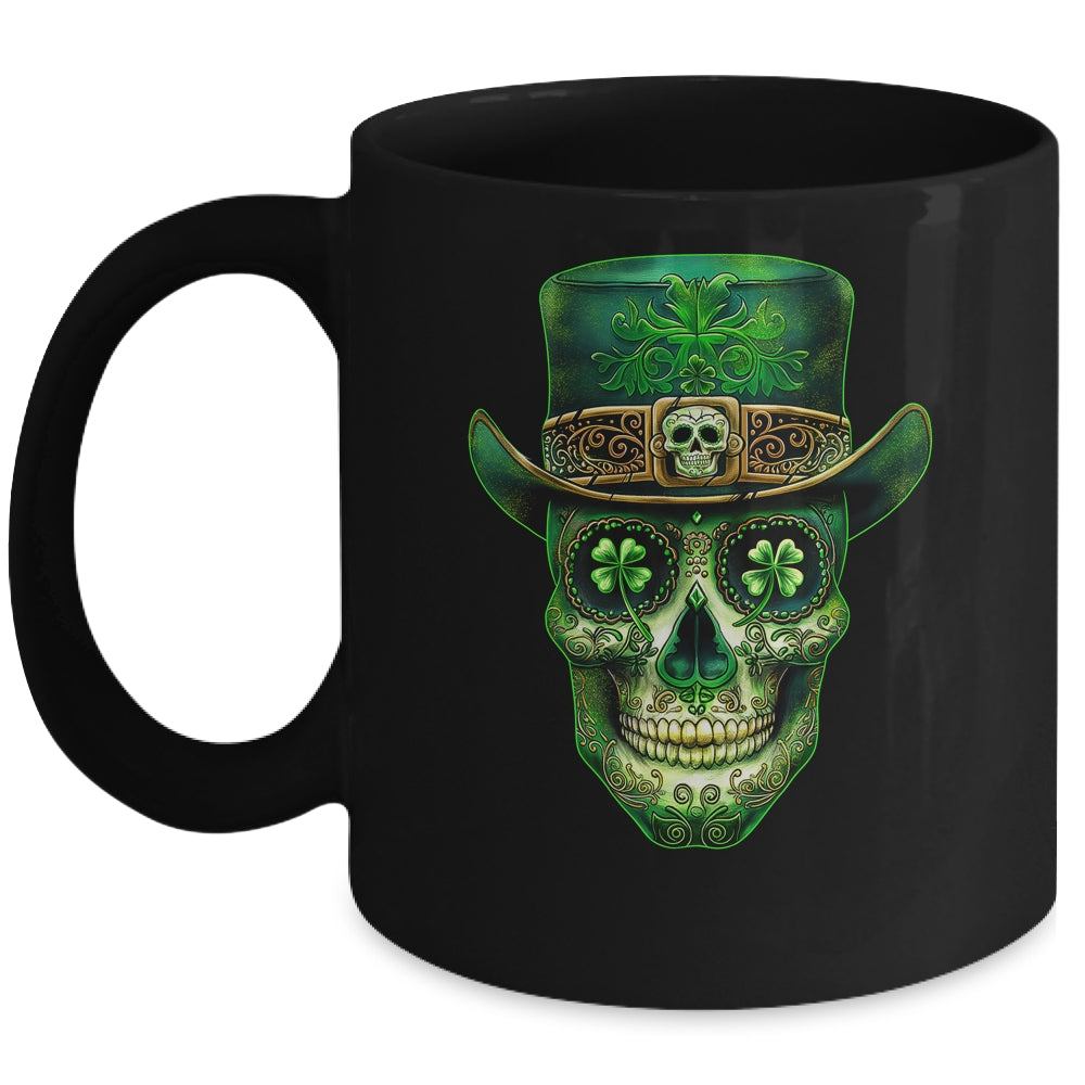 Sugar Skull Saint Patricks Day Of Dead Leprechaun Men Women Mug | siriusteestore