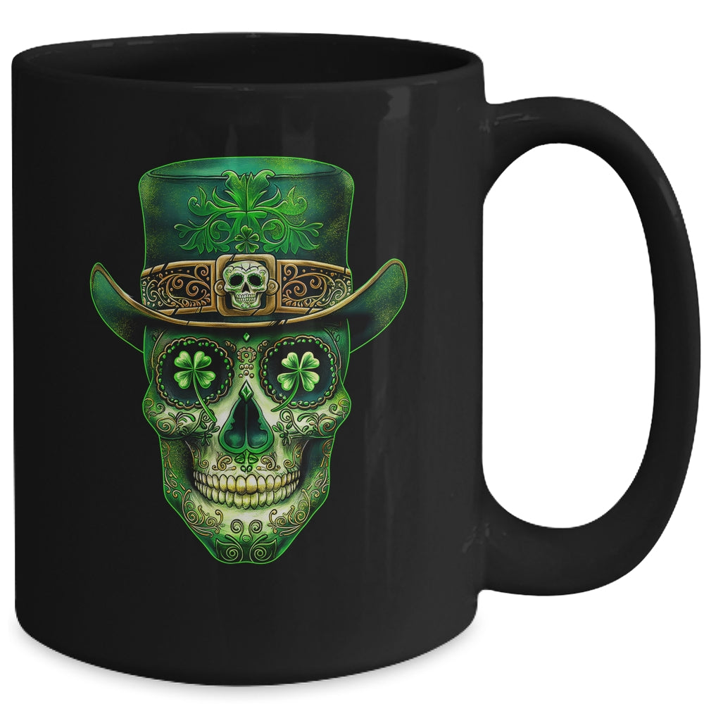Sugar Skull Saint Patricks Day Of Dead Leprechaun Men Women Mug | siriusteestore