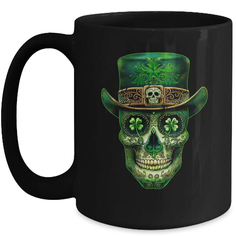Sugar Skull Saint Patricks Day Of Dead Leprechaun Men Women Mug | siriusteestore