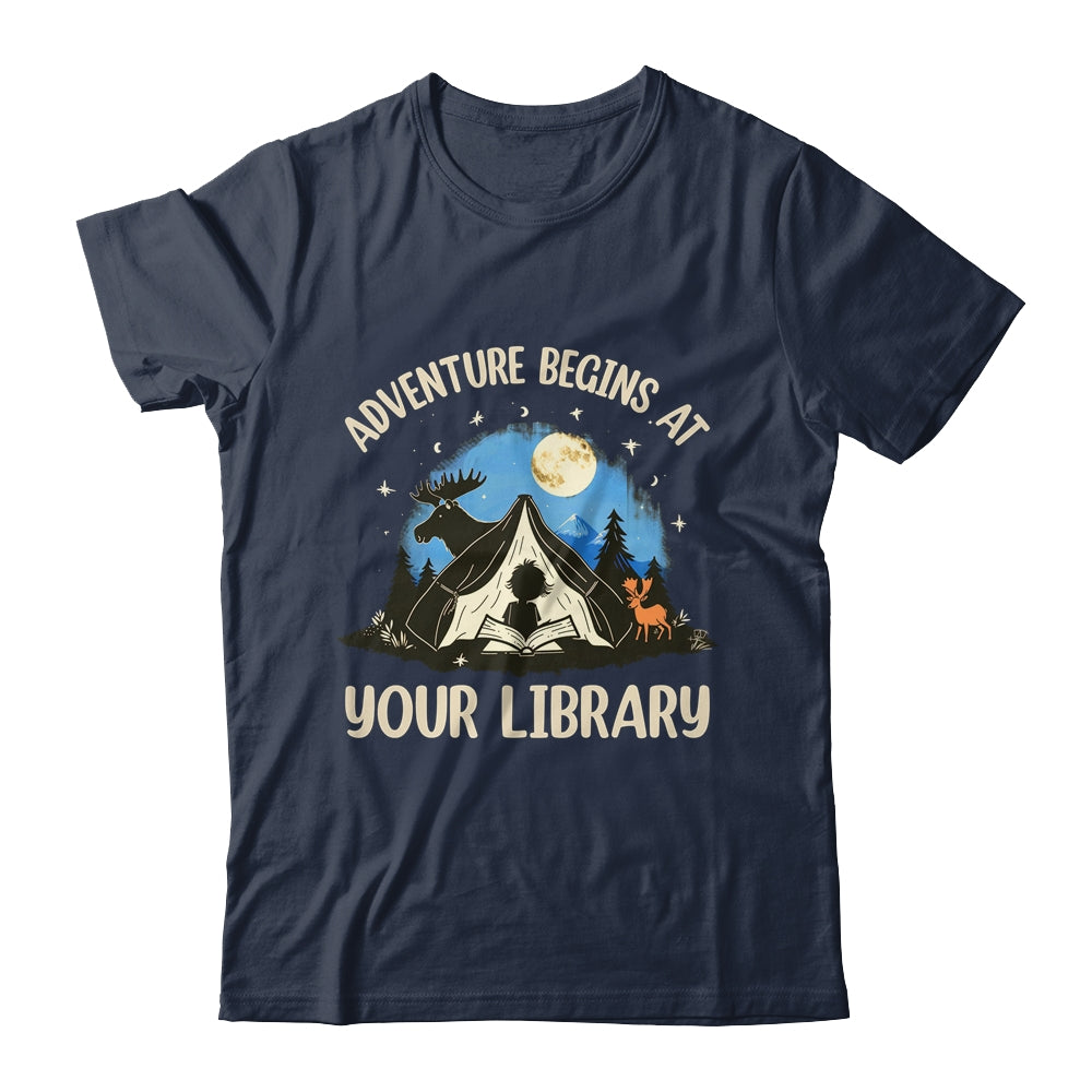 Summer Reading Program 2024 Adventure Begins Library Camping Shirt & Tank Top | siriusteestore